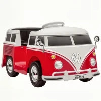 Auto Elettrica per Bambini Licenza Volkswagen T1 con Lettore MP3, in Metallo e PP, 89x49x41.5 cm, Rosso
