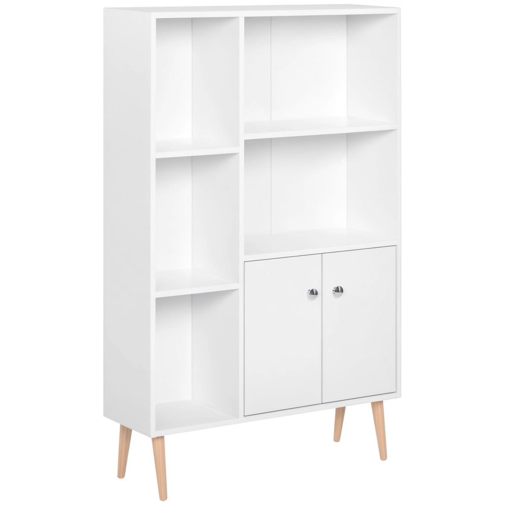 Mobiletto Libreria con Piedini in Legno di Pino Bianco 80x23.5x123cm