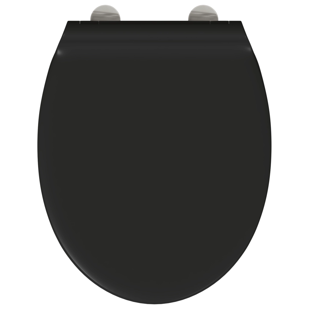 Sedile per WC con rilascio rapido e chiusura morbida in Duroplast Nero