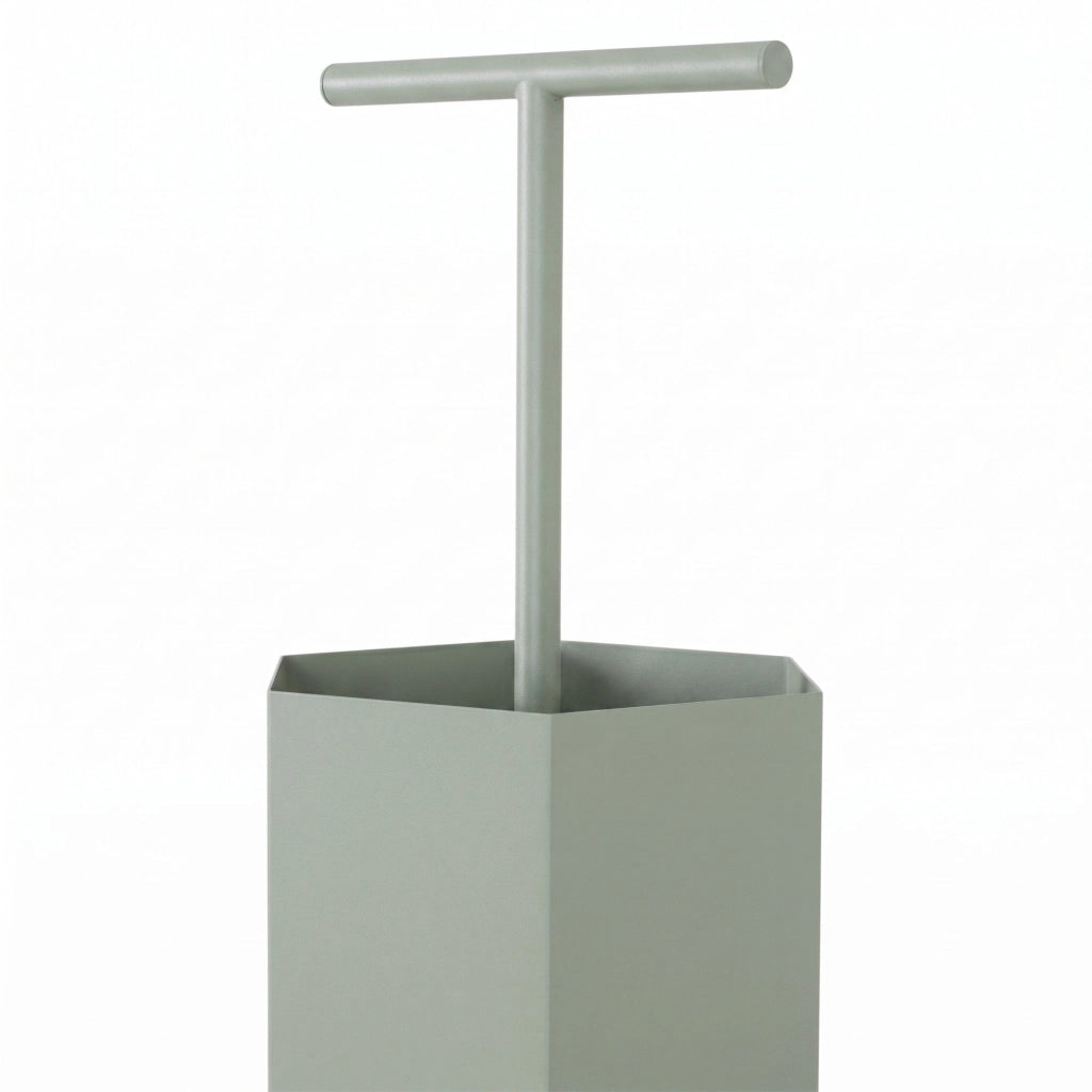Ohm - Portaombrelli di Design 25x72x22 cm con Feritoia di Svuotamento acqua in Metallo Salvia