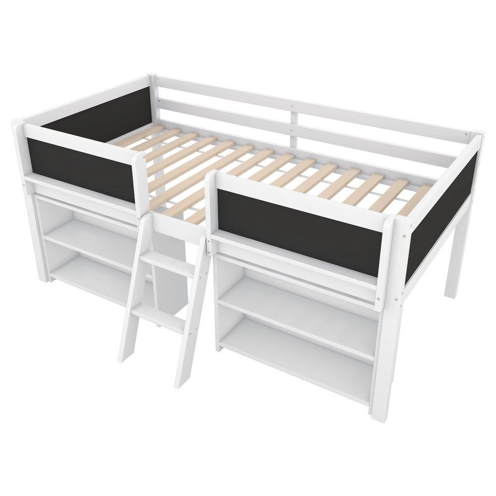 Letto a soppalco ¨C Minimal ¨C Bianco in pino legno massello 90x200 cm
