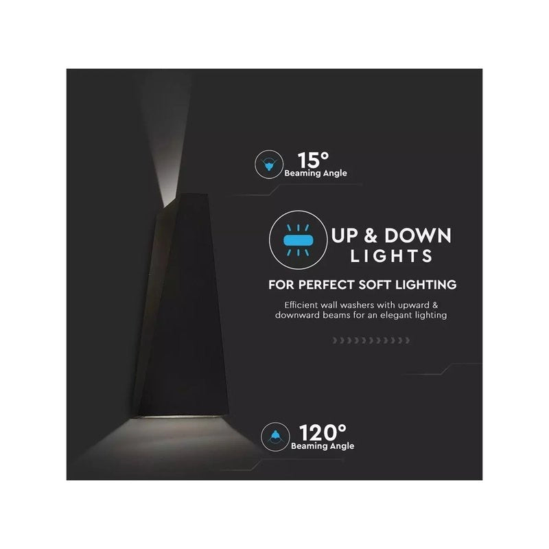 Applique Lampada LED da Muro Piramide 6W 3000K Carcassa Nera Doppio Fascio Luminoso Up-Down IP65 SKU-8297