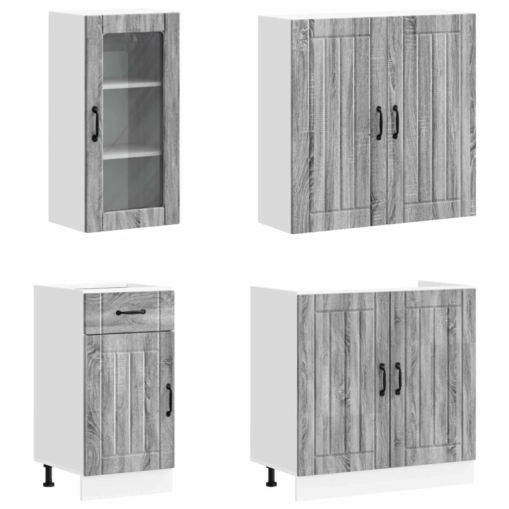 Unità Cucina LUCCA 8 pz Sonoma grigio Legno ingegnerizzato 3438397