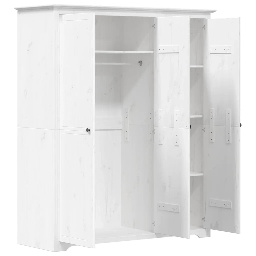 Armadio BODO 146x53,5x173 cm in Legno Massello di Pino Bianco