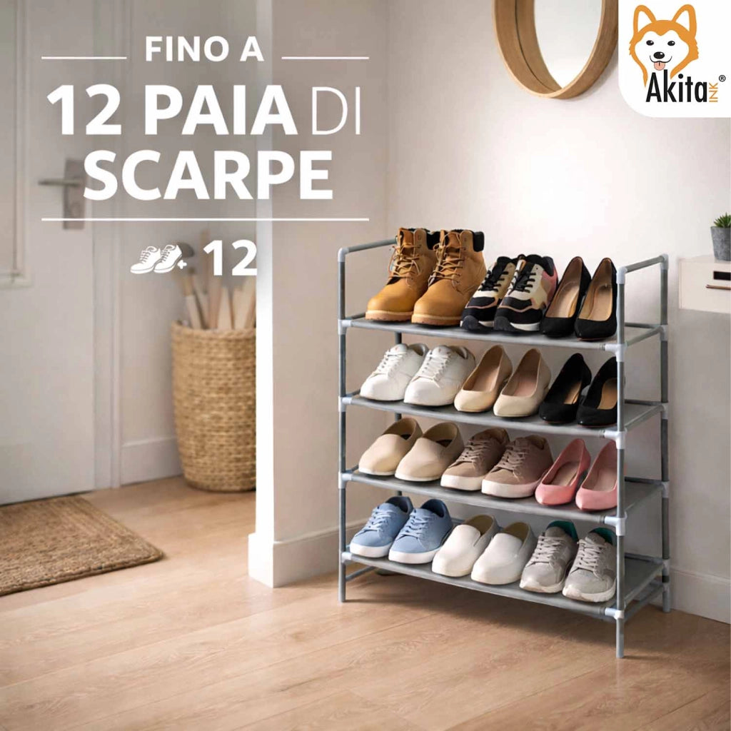 Akitaink Scarpiera 4 Ripiani Metallo Tessuto