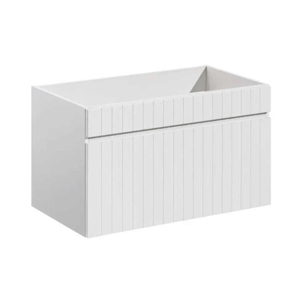 Set ICON bianco: mobili sottolavabo 160cm + piano per lavabo + due lavabi da appoggio bianchi