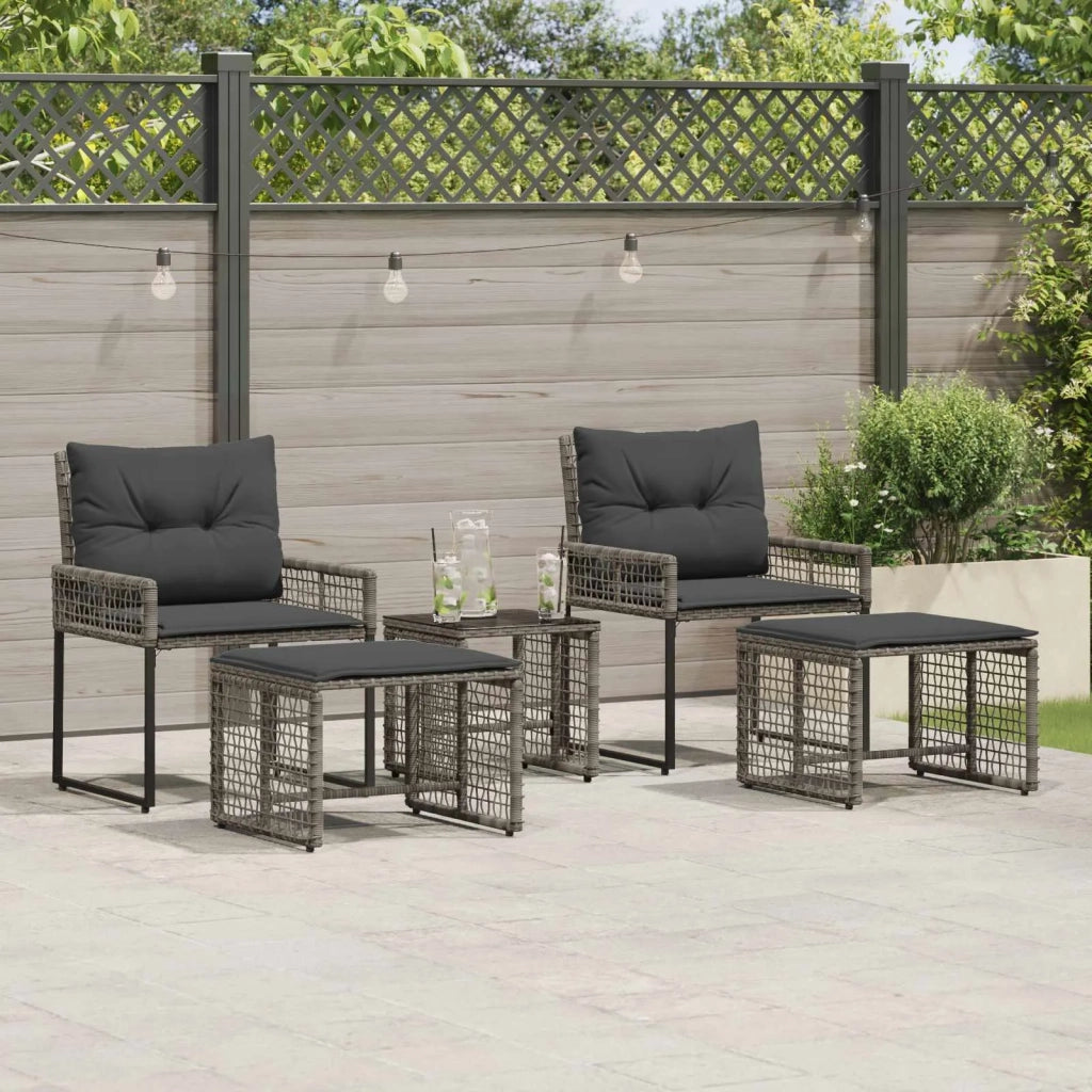 Set di Mobili da Esterno con cuscino 5 pz | Set Salotto da Giardino Grigio