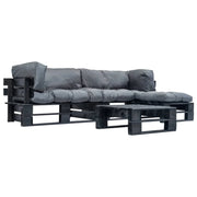 Set di mobili da giardino in pallet 4 pezzi con cuscini grigio legno 02_0018369