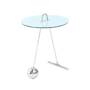 Tavolino Pendulum in vetro marmorizzato e acciaio