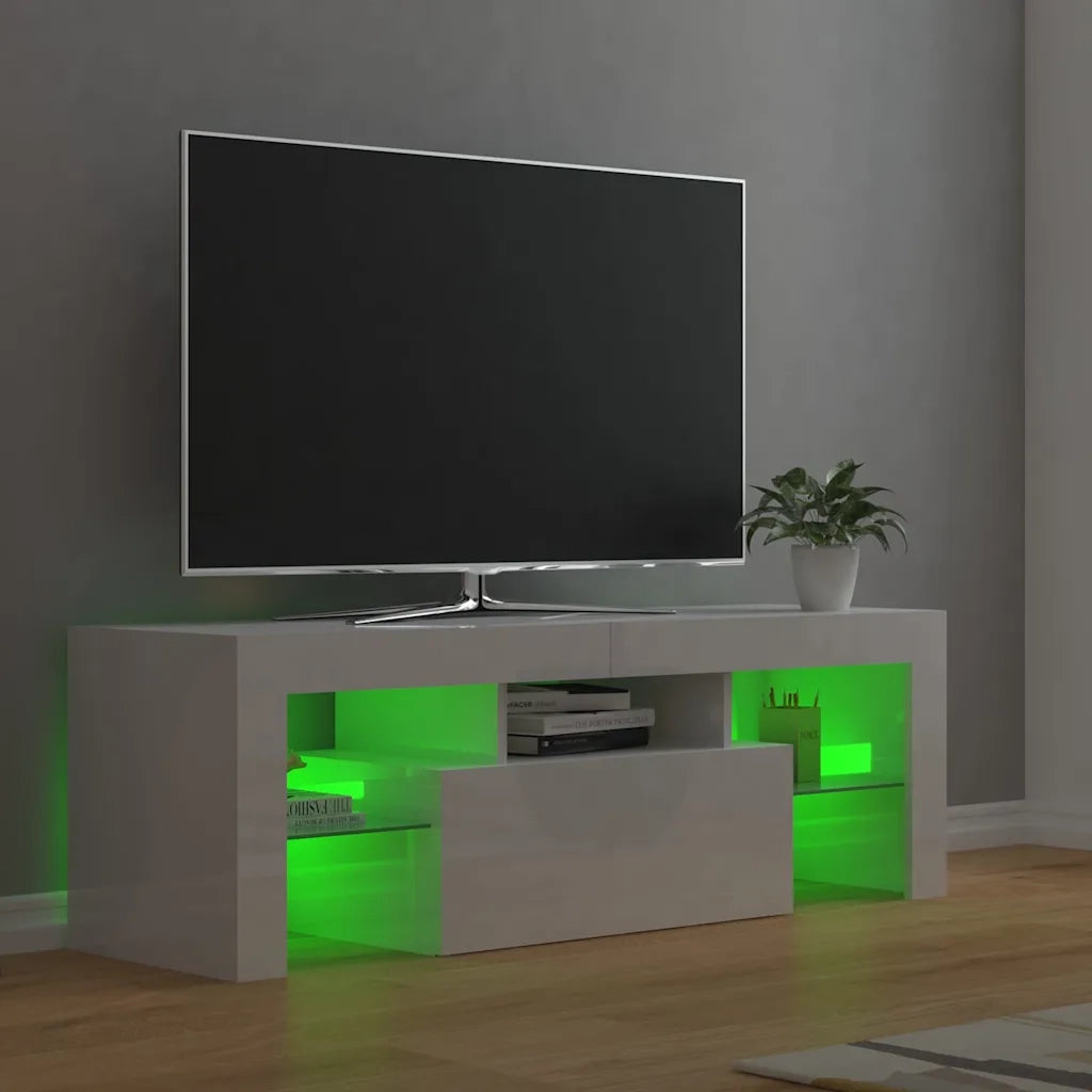Mobile Porta TV con Luci LED Bianco Lucido 120x35x40 cm 804352