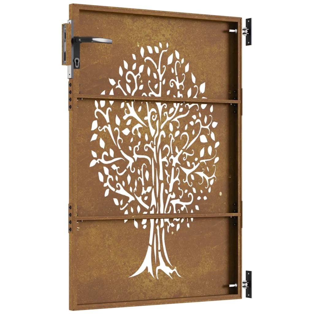 Cancello da giardino 85x125 cm in acciaio Corten con design ad albero 153210