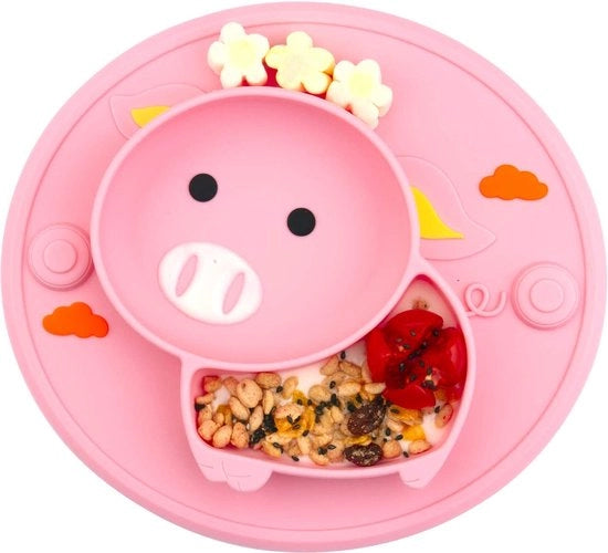 Piatti con compartimenti per bambini - Tavola per bambini con gomma antiscivolo e coperchi ad aggancio vetroresina - Allenamento all'autoservizio