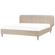 Letto matrimoniale UE tortora Rivestimento in velluto 180 x 200 cm Telaio Poggiatesta Gambe in metallo Design moderno Camera da letto
