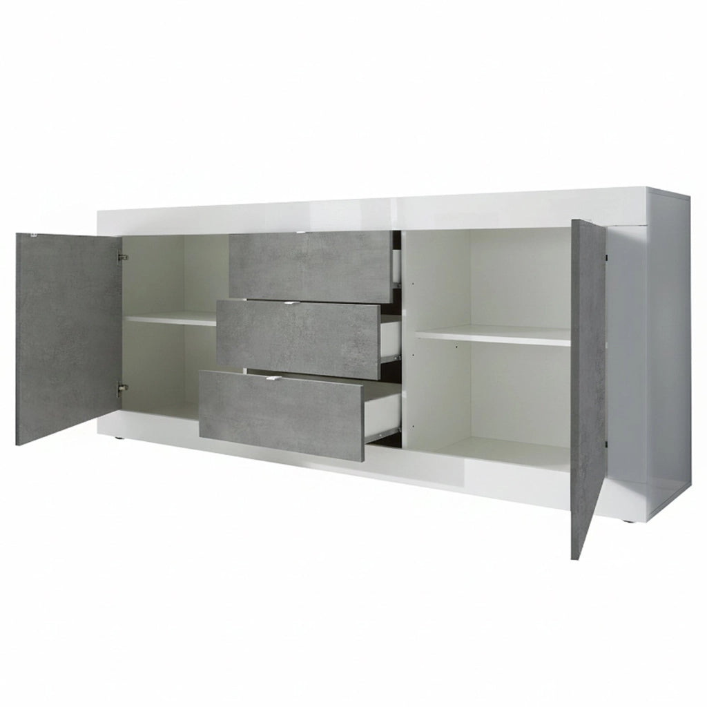 Madia Pasubio, Credenza 3 Cassetti, 210x42x85.8h cm Bianco Lucido