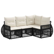 Set Divano da Giardino 4 pcs Nero e Bianco Crema polyrattan 3435409