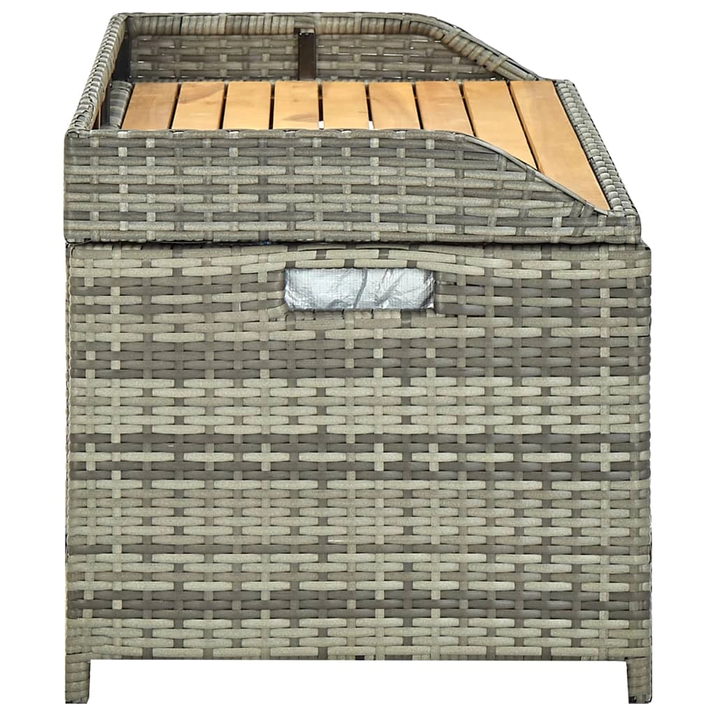 Panca da giardino mobili da esterno per patio contenitore da giardino per terrazza 120 cm resina intrecciata grigia 02_0011804