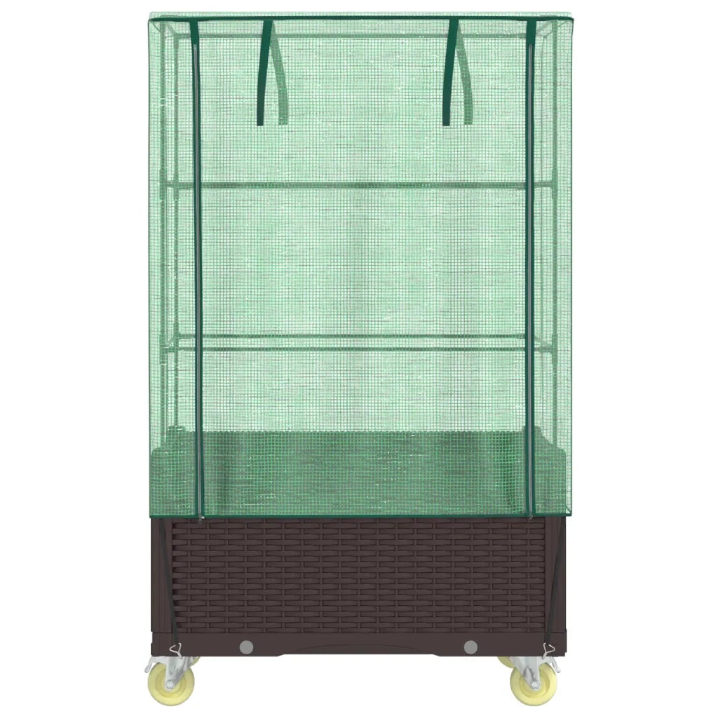 Letto Rialzato con Copertura e Ruote Effetto Rattan 80x50x182cm