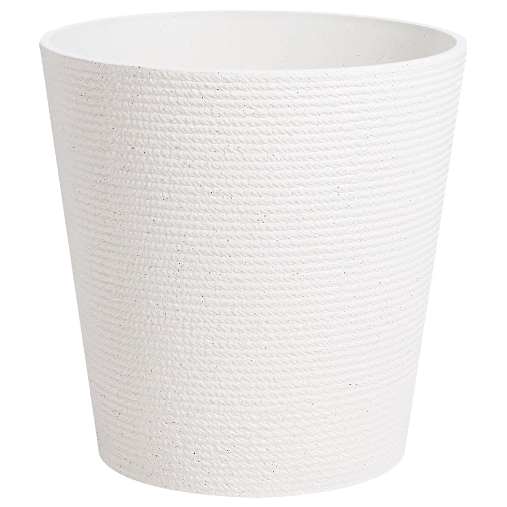Set di 2 vasi da giardino grandi in materiale sintetico con effetto a coste per terrazzo, colore bianco