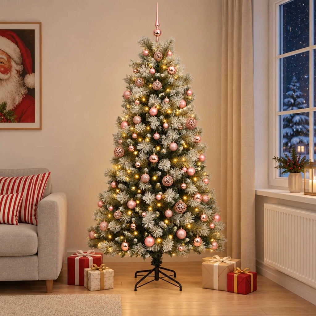 Albero di Natale artificiale con rami snodati e palline 240 cm 3466760