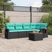 Set Divani da Giardino 6 pz con Cuscini Nero in Polyrattan 3224552