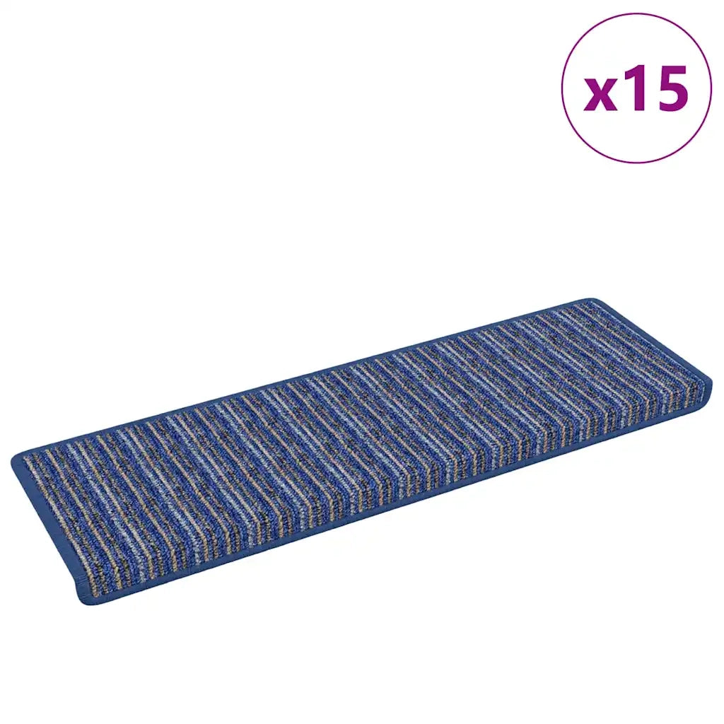Tappetini per scale autoadesivi 15 pz | Gradini per Scale Blu 65 x 21 x 4 cm