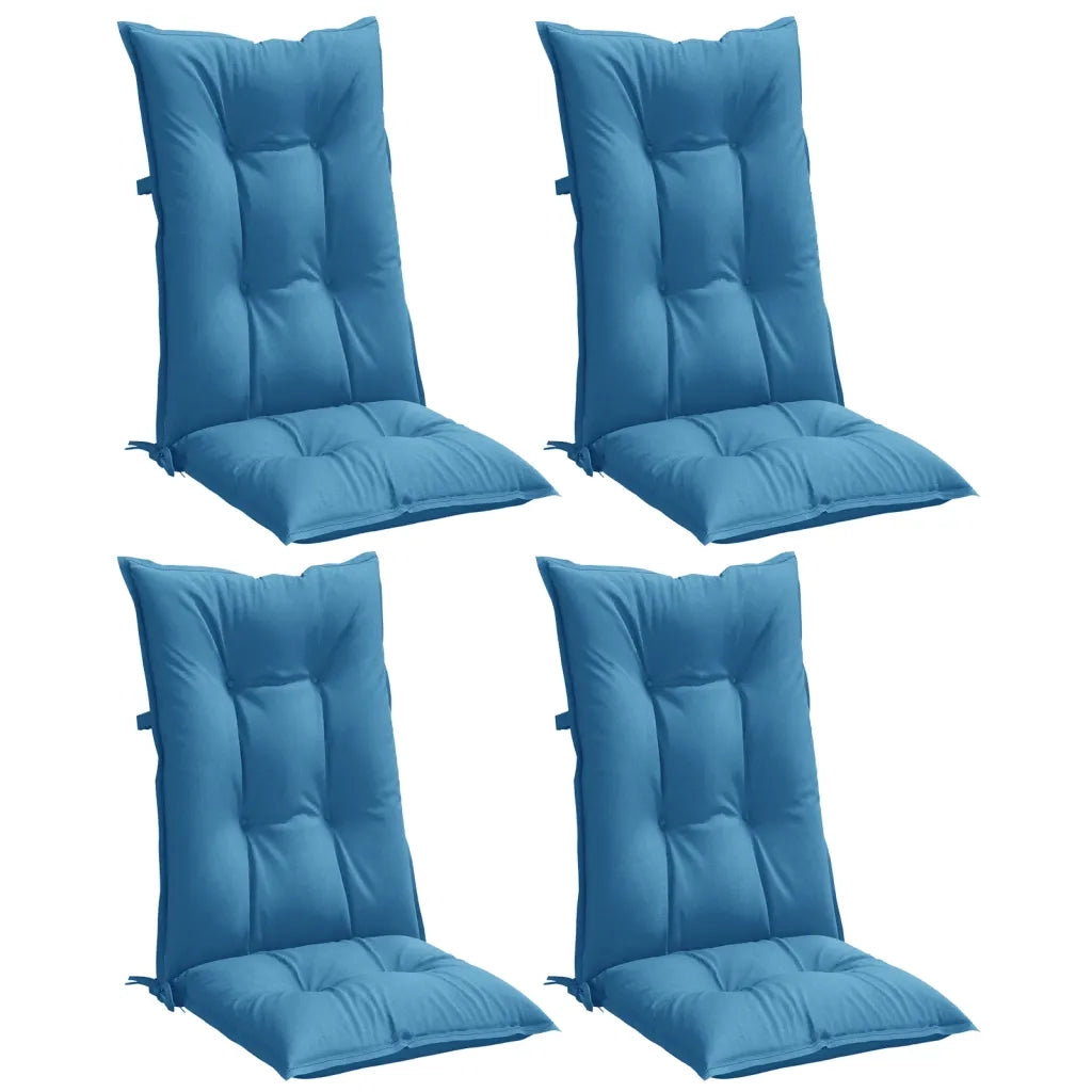 Cuscini Sedia Schiena Alta 4 Blu Mélange 120x50x7 Tessuto 4002359