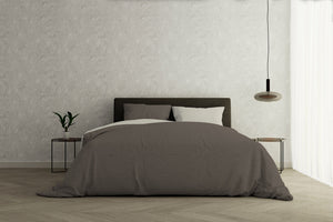 Copripiumino con Sacco e Federe Doubleface Marrone/Panna 1 Piazza e Mezzo