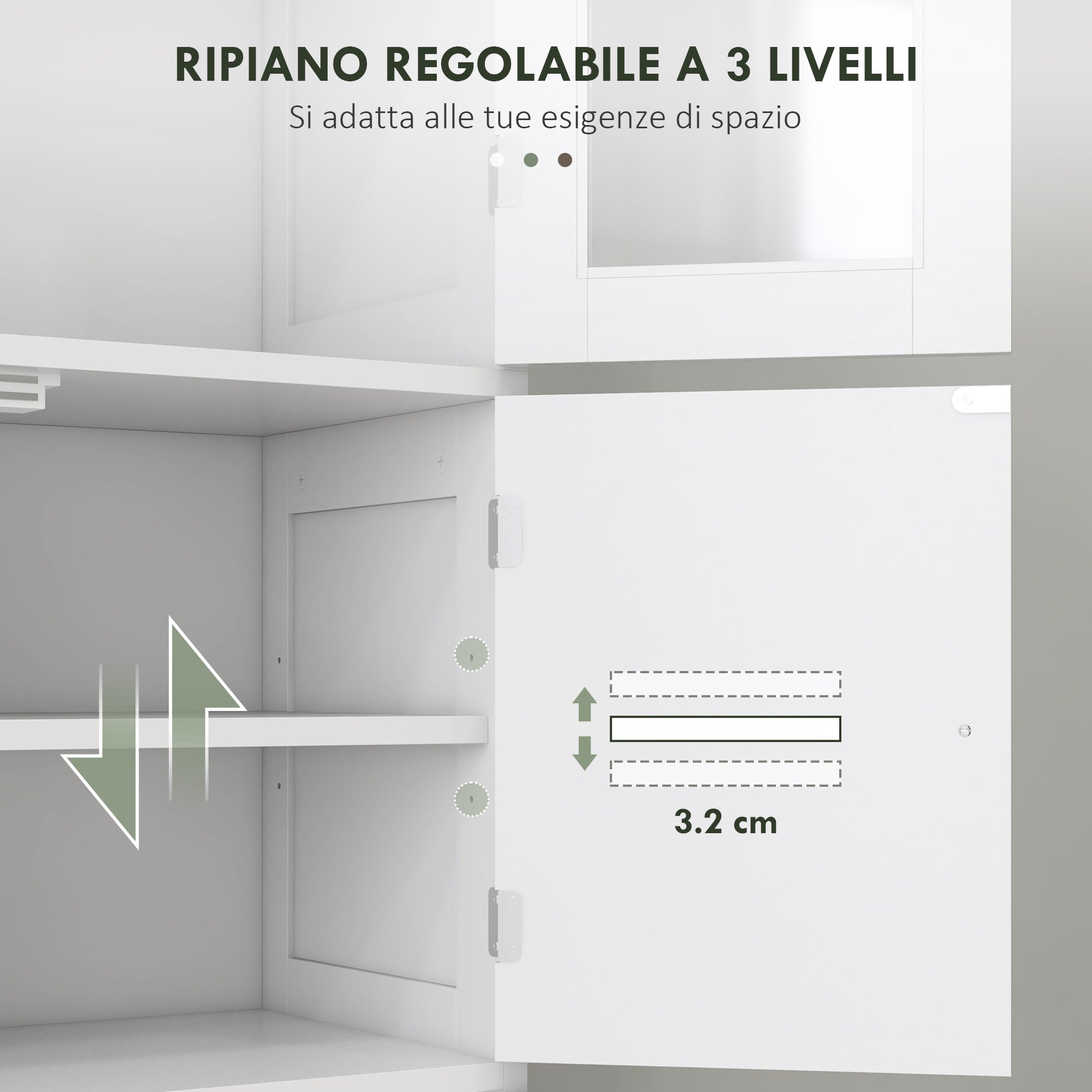 Mobile Colonna Bagno 60x30x170,5 cm con 3 Armadietti Bianco