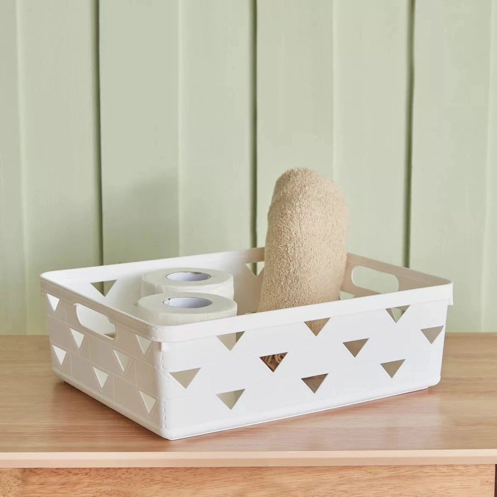 Trade Shop - Cesto Cestino Porta Tutto Oggetti Organizzatore Rettangolare 33x25.6x11 Cm 10716 -