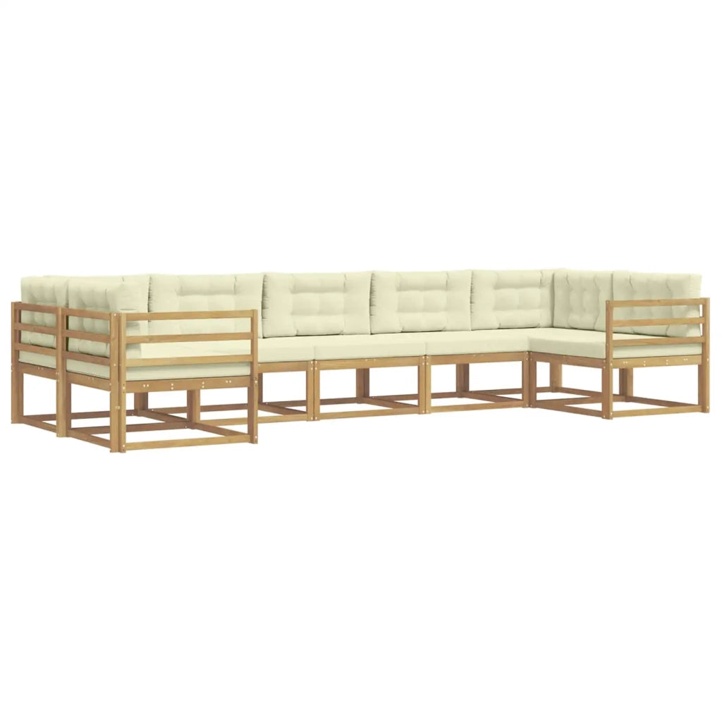 Set di divani da esterno con cuscino 7 pcs Bianco e Crema 3386954