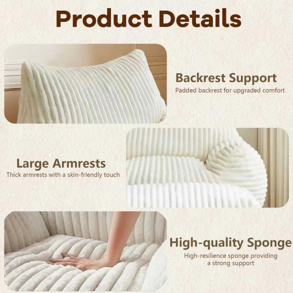 Poltrona con pouf supporto ergonomico a 5 zone per lettura e riposo in Flanella Bianco