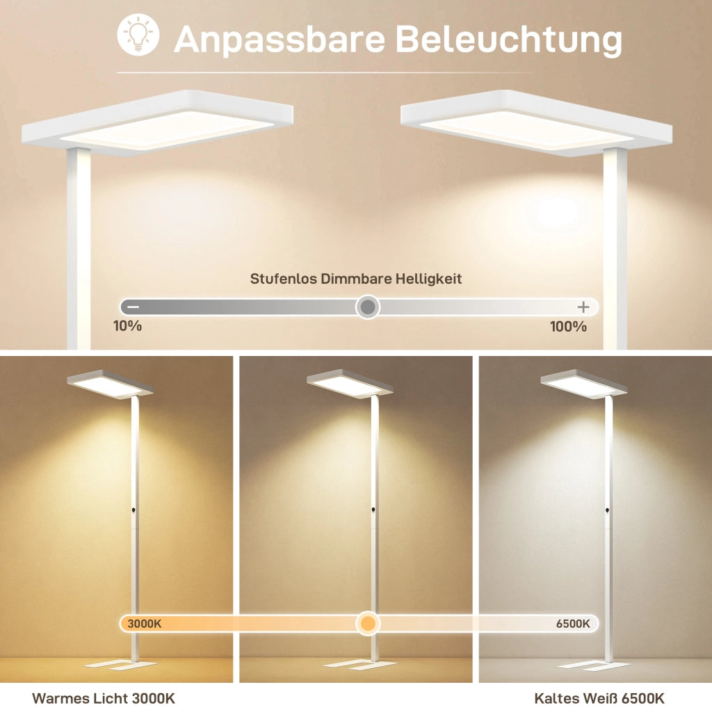 Lampada da terra LED ¨C zephmum ¨C Bianco, metallo, plastica