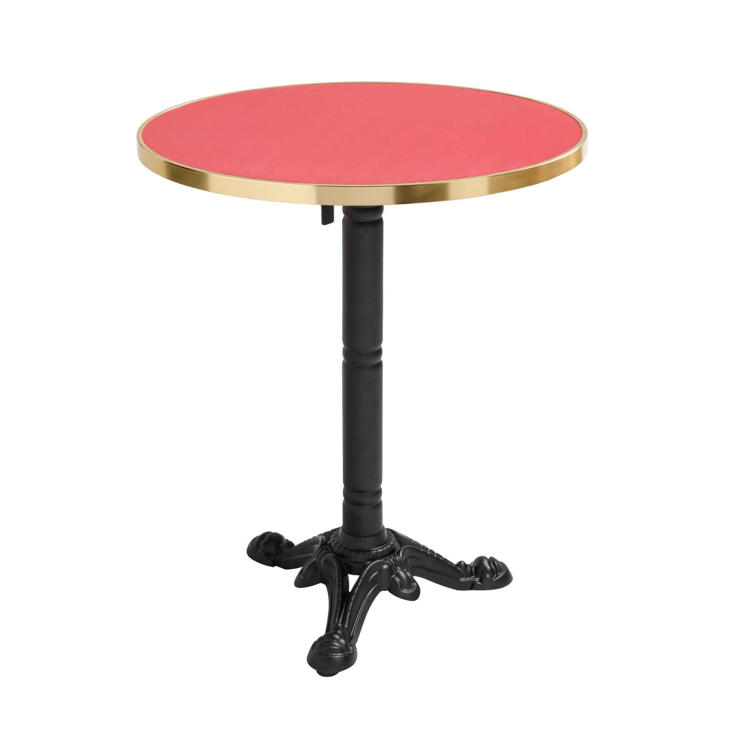 Piano tavolo rotondo in rosso opaco con lampone oro 60 cm