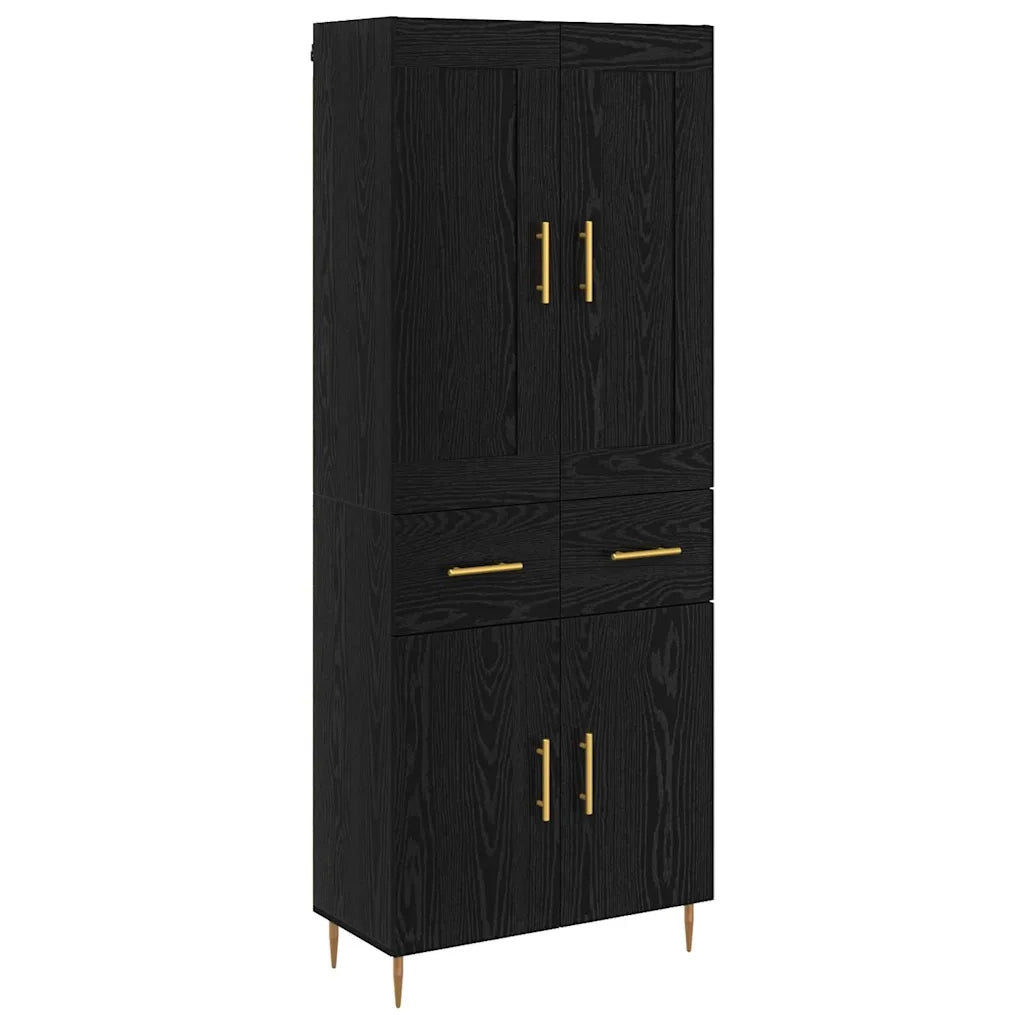 Credenza | Madia | Buffet da pranzo | Armadio da pranzo Rovere Nero 69,5 x 34 x 180 cm Legno multistrato