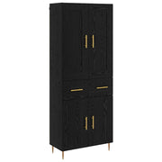 Credenza | Madia | Buffet da pranzo | Armadio da pranzo Rovere Nero 69,5 x 34 x 180 cm Legno multistrato