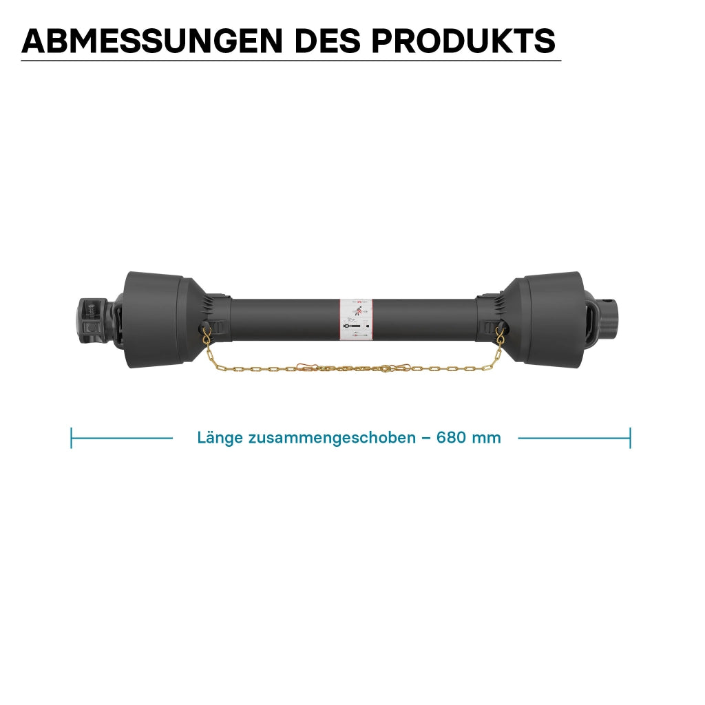 Albero cardanico T1 Giunto cardanico 680mm 210Nm 540rpm Cardano 18kW (25CV) 2x 1 3/8" 6 denti