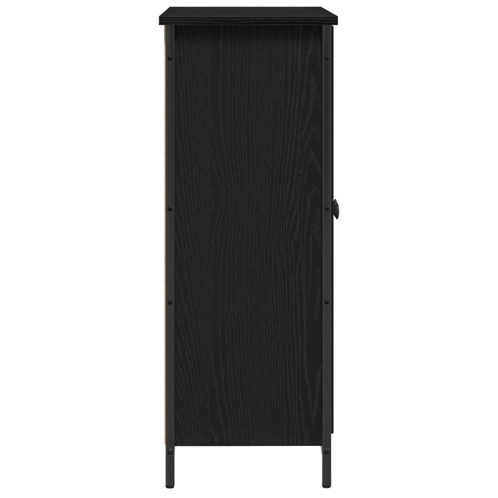 Mobile da buffet rovere nero 70x30x80 cm legno ingegnerizzato e acciaio