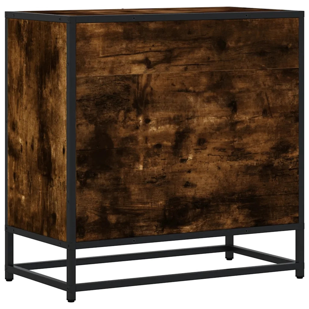 Comodino-Tavolino da notte Rovere Fumo 60x31x60 cm in Legno Multistrato e Metallo