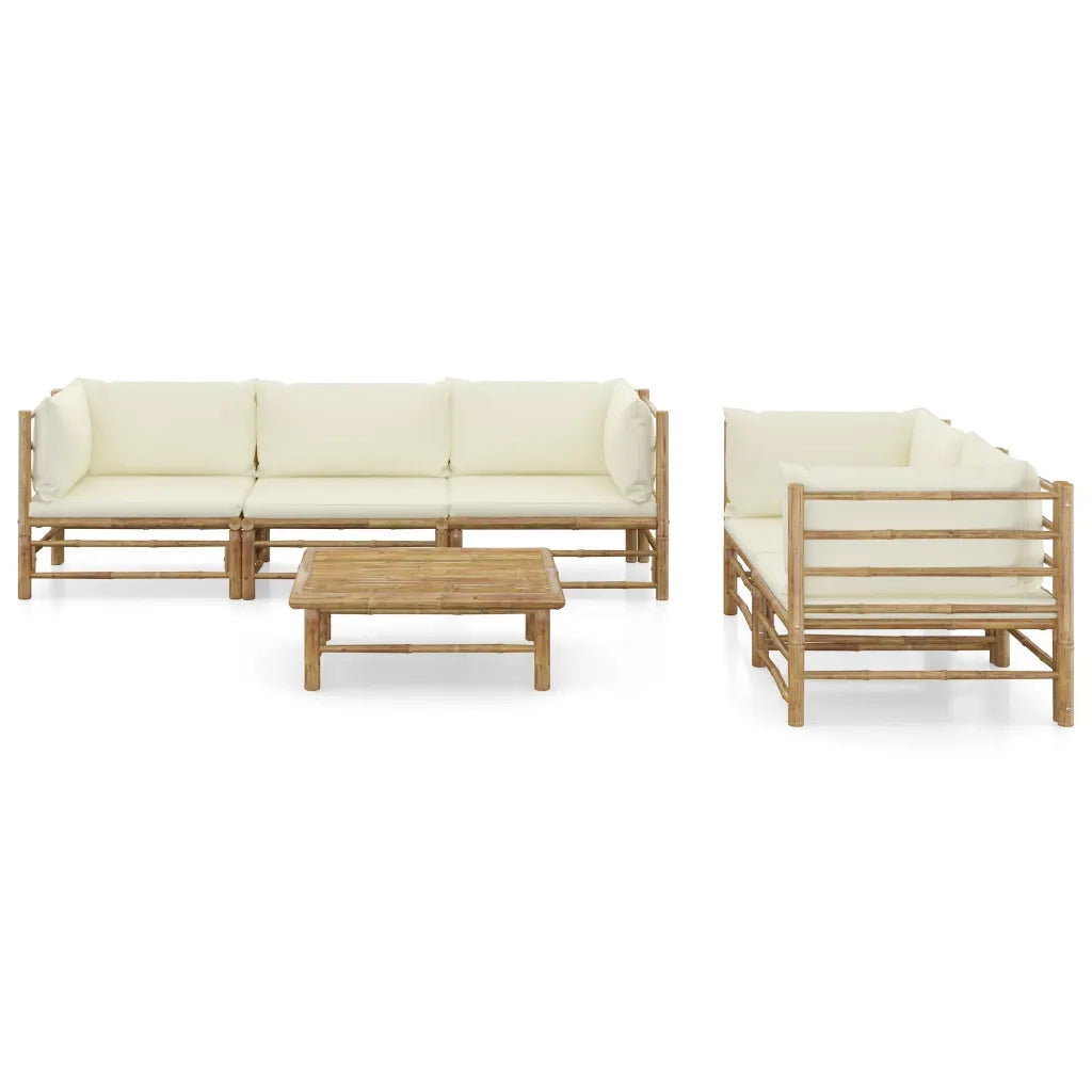 Set Divani da Giardino 6 pz con Cuscini Bianco Crema in BambÃ¹ cod mxl 51563