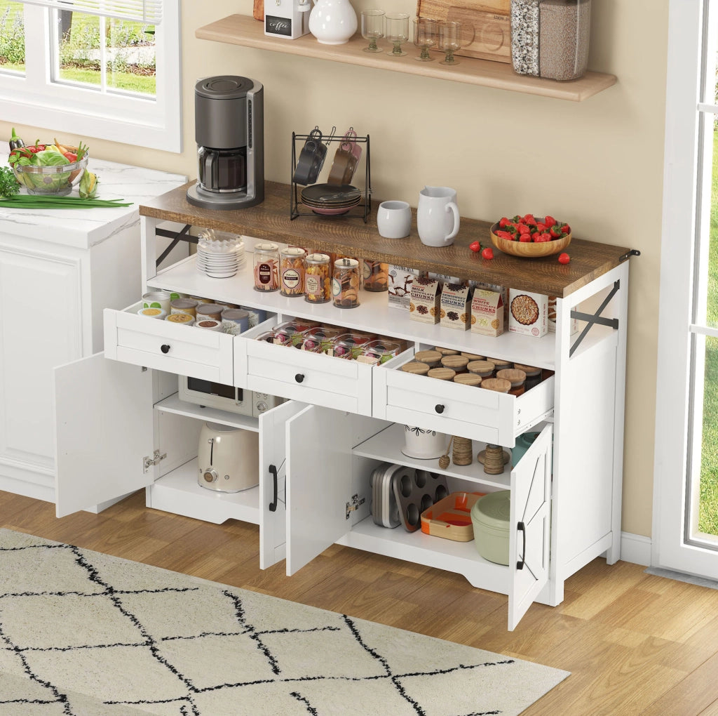 Credenza con 3 cassetti e 2 armadietti in MDF 140 cm