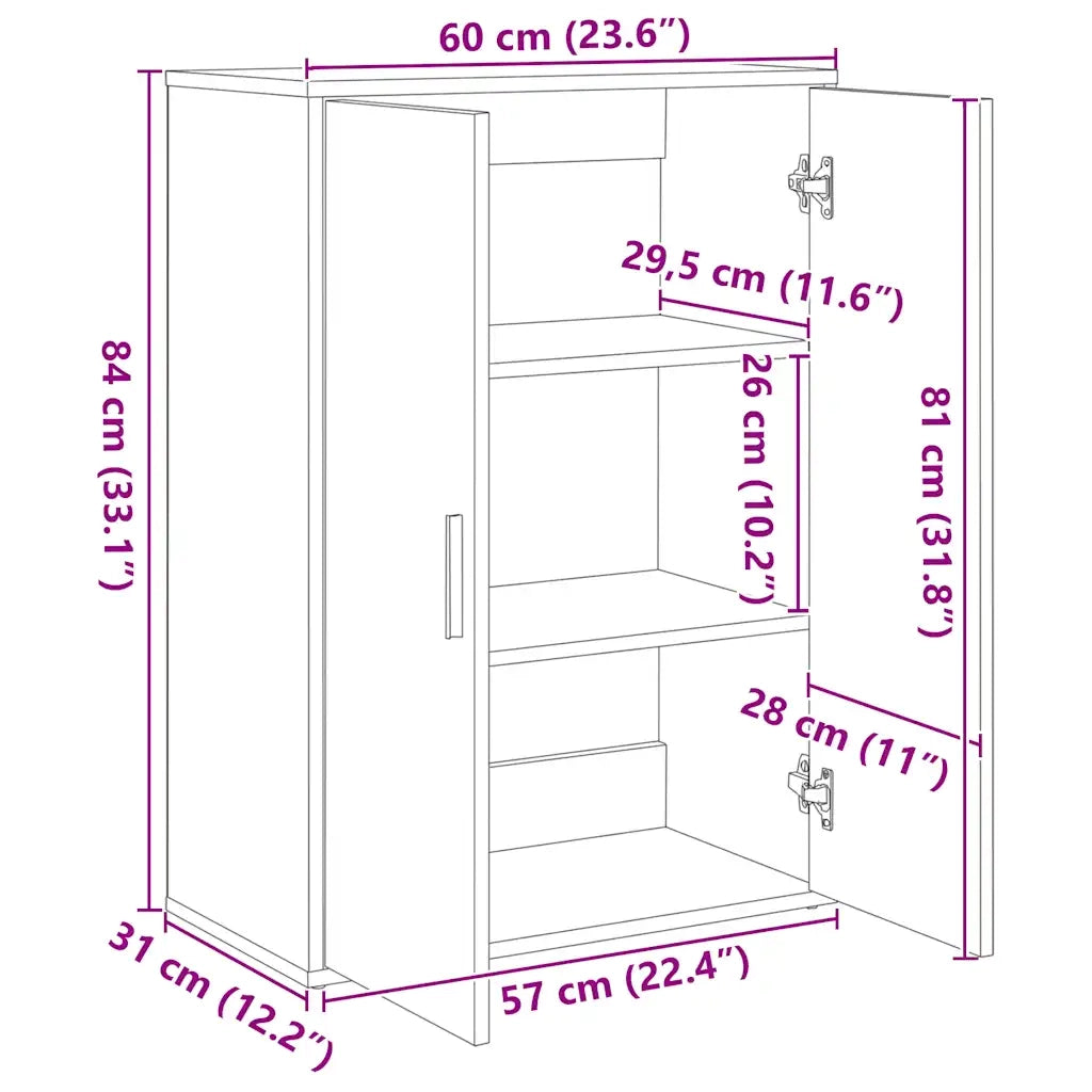 Credenza Rovere Sonoma 60x31x84 cm in Legno Multistrato 840487