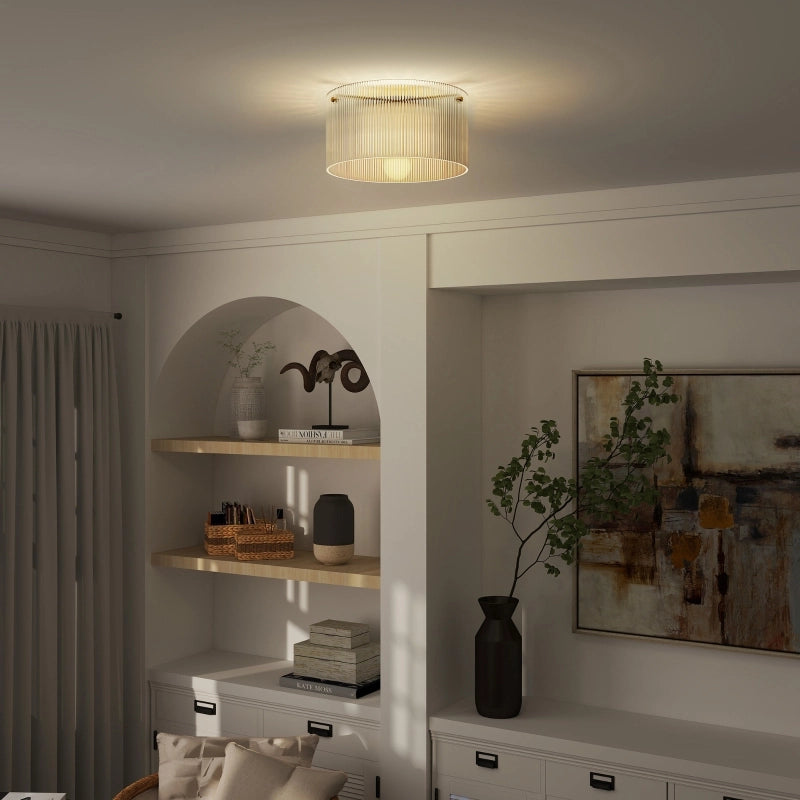 Plafoniera con paralume in acrilico, compatibile con lampade in metallo, alogene e a LED.