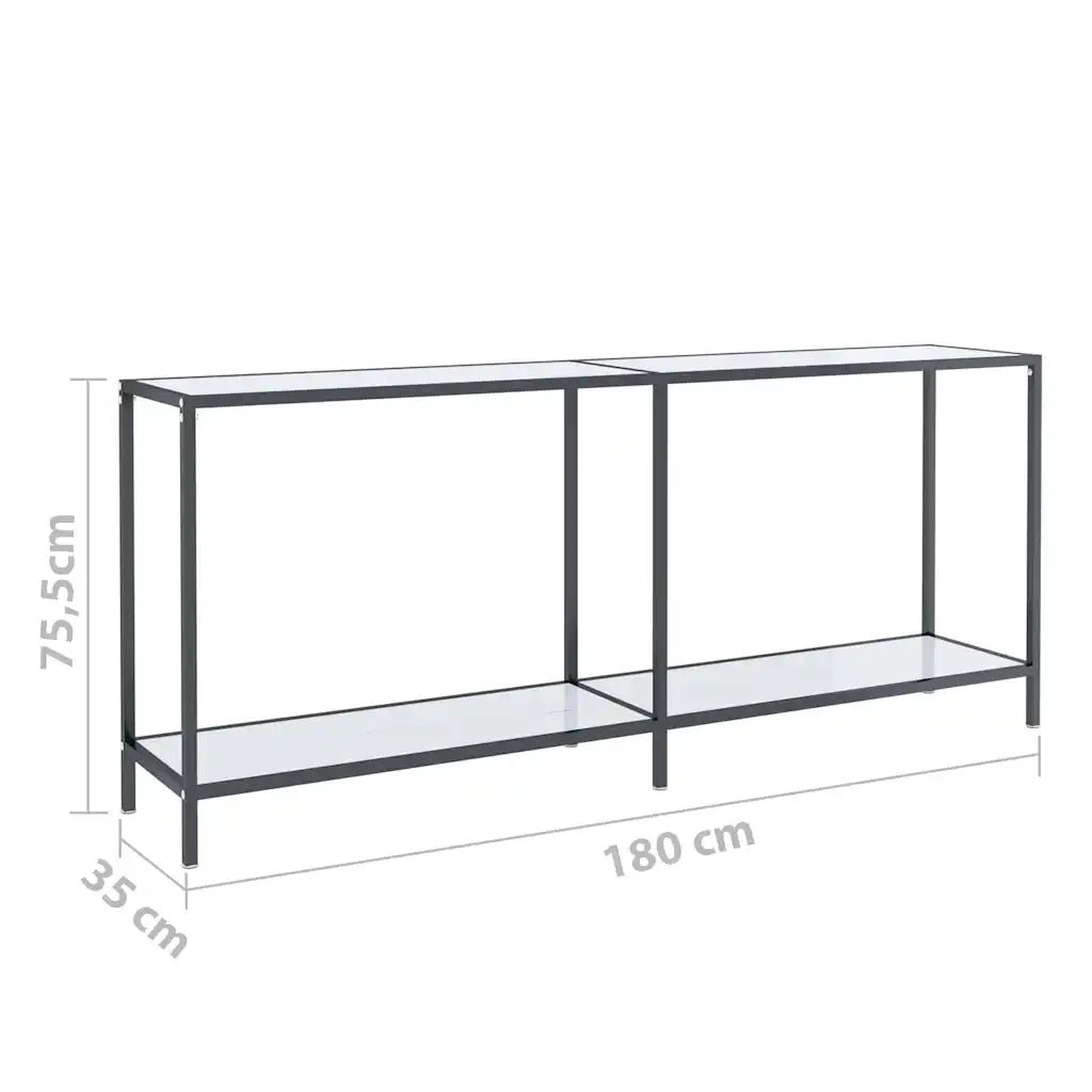 Tavolo Consolle Bianco 180x35x75,5 cm in Vetro Temperato cod mxl 25236