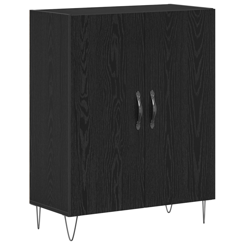 Highboard Rovere Nero 69.5x34x180 cm Legno Ingegnerizzato