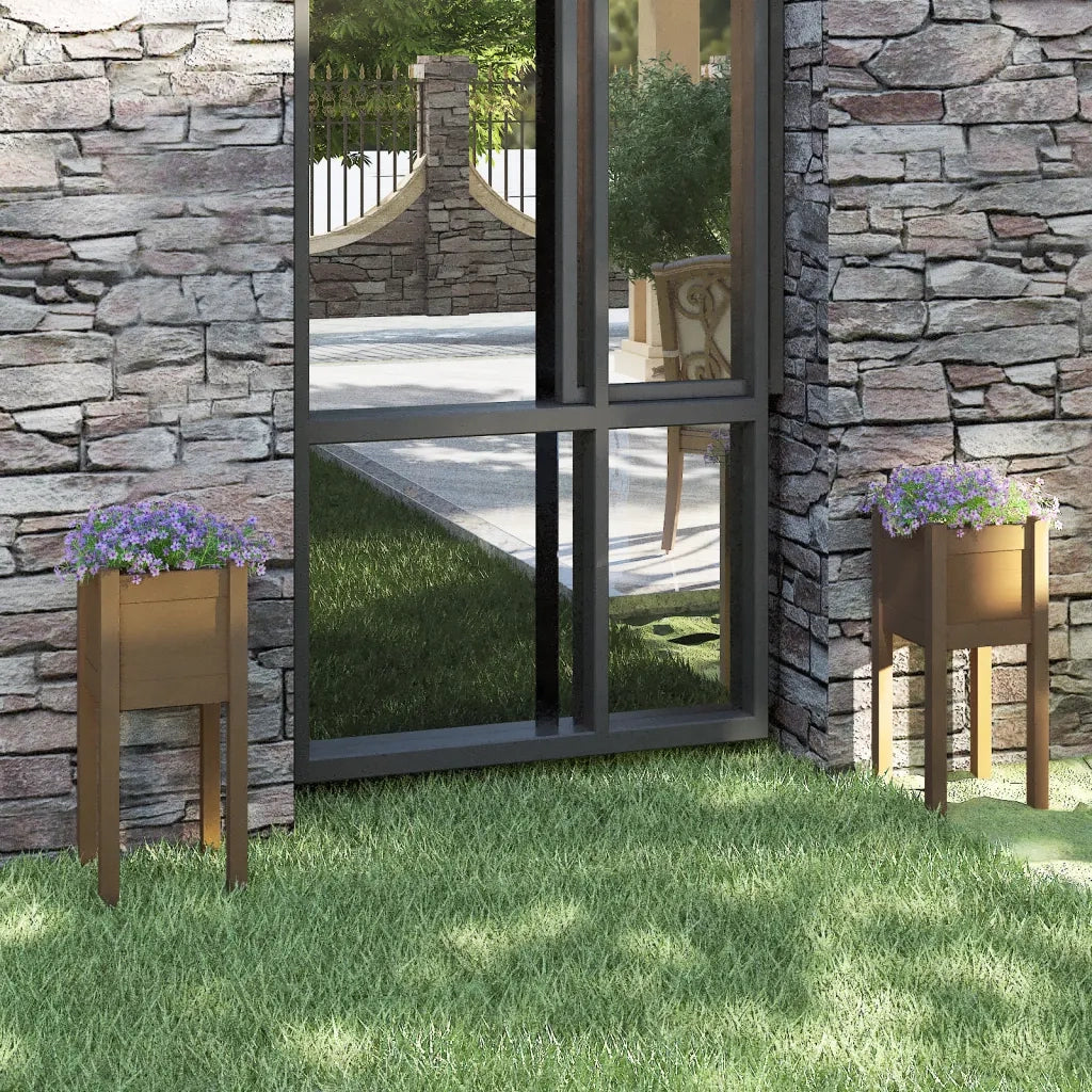 2 pz Fioriere | Cassetta per fiori | Vaso Ambra 31x31x70 cm in Legno Massello di Pino
