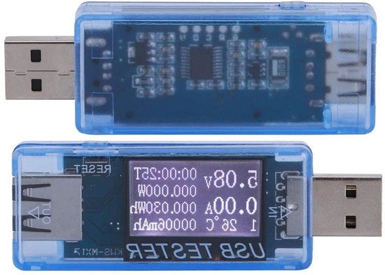 Multimetro Digitale per Impiego Industriale - 0-5A 0-150W 430V USB Portatile - Precisione Elevata Contatore di Corrente e Tensione - 8-in-1 Mini-USB - Accessori per Componenti Elettronici - Blu.
