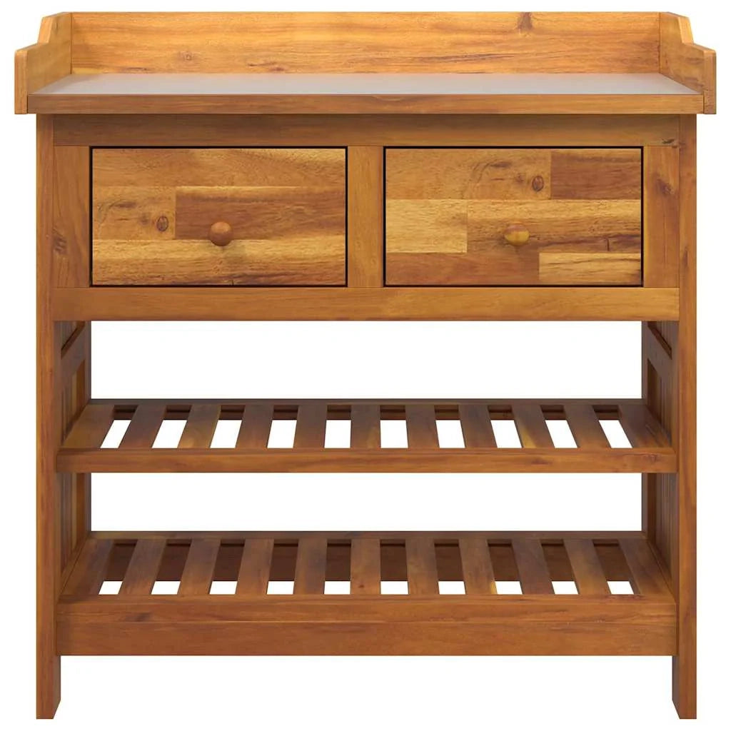 Pratico mobiletto da giardino moderno con 2 cassetti e ripiani 78 x 36 x 78 cm in legno di acacia naturale 02_0058501