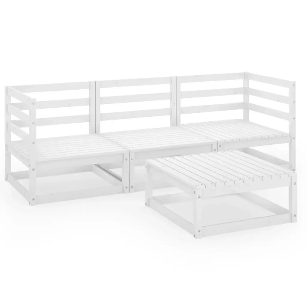 Set Divani da Giardino 4 pz | Set Salotto da Giardino Bianco in Legno Massello di Pino