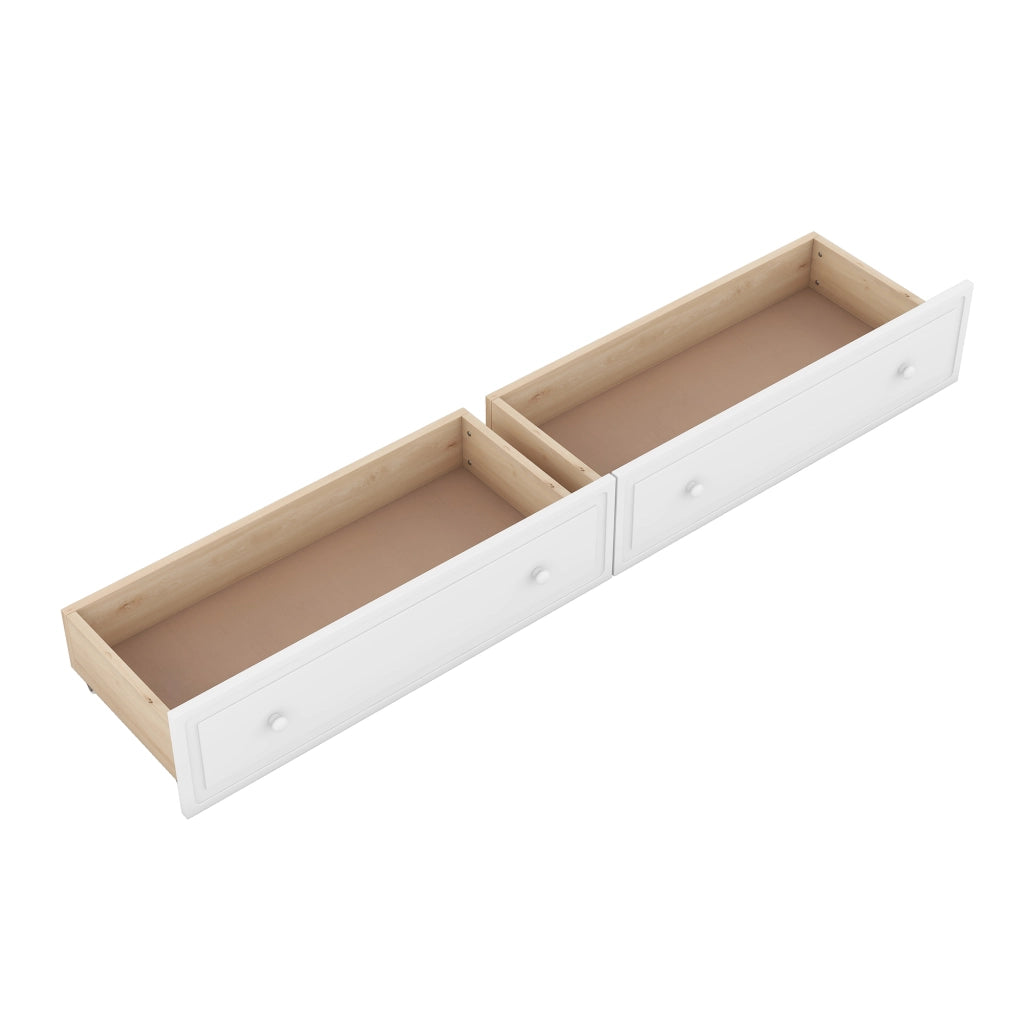 LETTO A CASTELLO 90x200 cm In Legno di Pino Bianco Con 2 Cassetti