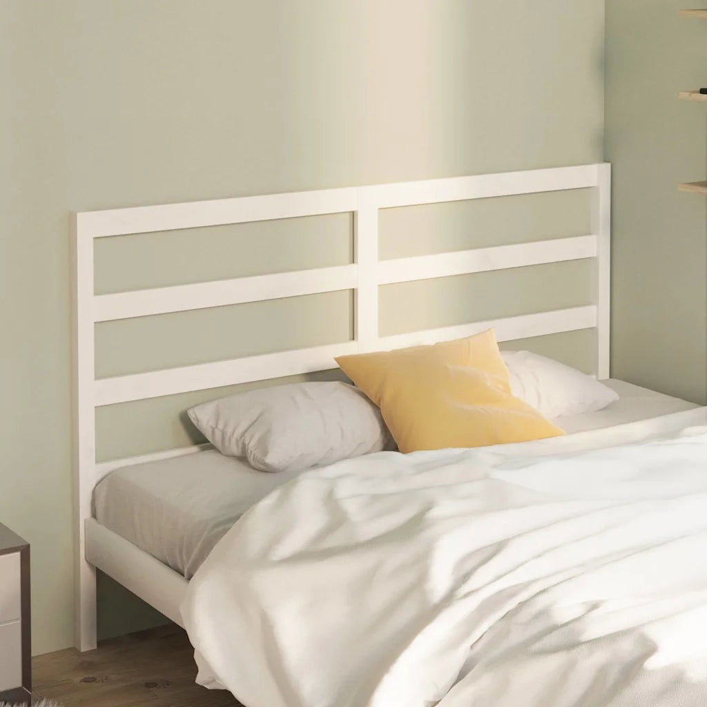 Testiera per Letto Bianca 141x4x100cm in Legno Massello di Pino